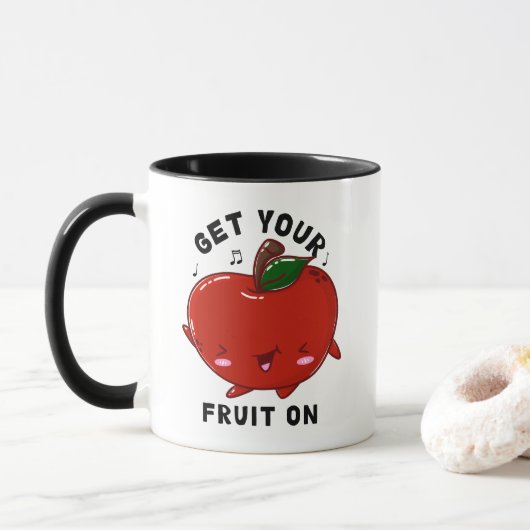 Dancing Kawaii Apple Tasse (Mit Donut)