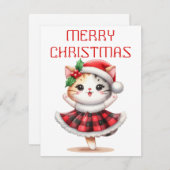 Dancing Kitty - Weihnachtskarte Feiertagskarte (Vorne/Hinten)