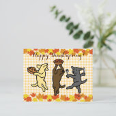 Dancing Labrador Trio Erntedank Feiertagspostkarte (Stehend Vorderseite)