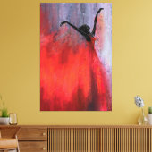 Dancing Lady in Red - Abstraktes Original Malerei Leinwanddruck (Insitu (Wohnzimmer))