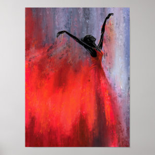Dancing Lady in Red - Abstraktes Original Malerei Poster