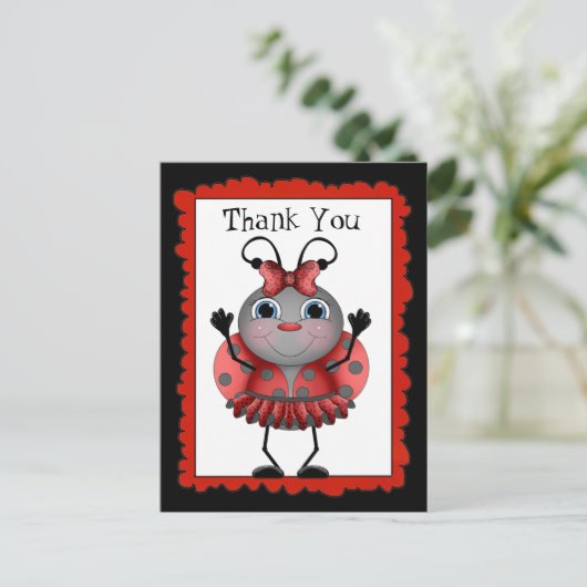 Dancing Ladybug danke Postcard Postkarte (Stehend Vorderseite)