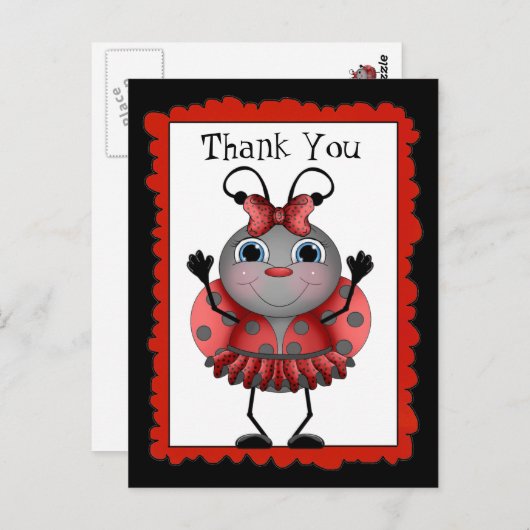 Dancing Ladybug danke Postcard Postkarte (Vorne/Hinten)