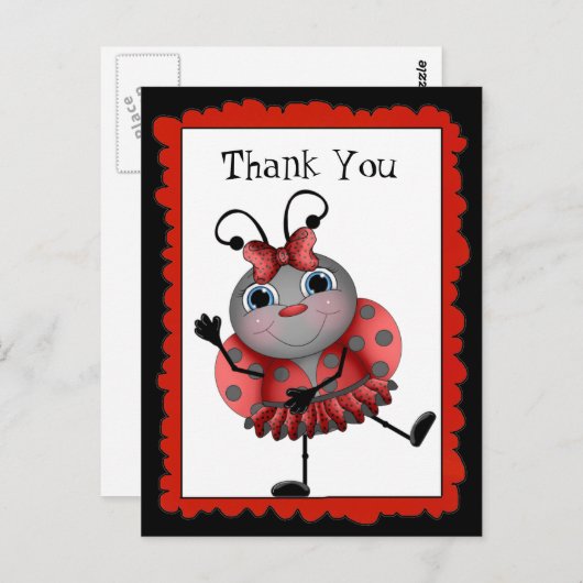 Dancing Ladybug danke Postcard Postkarte (Vorne/Hinten)