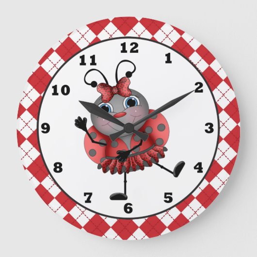 Dancing Ladybug fun wall clock Große Wanduhr (Vorderseite)