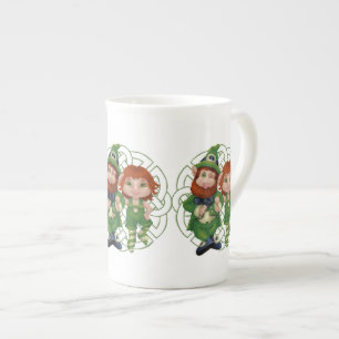 Dancing Leprecauns Pixel Art St. Patrick's Day Porzellantasse