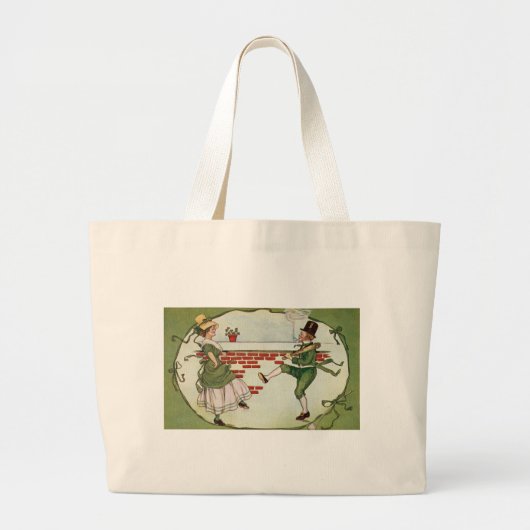 Dancing Leprechauns Vintag St. Patrick's Day Jumbo Stoffbeutel (Vorne)