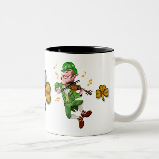 Dancing Leprechauun Zweifarbige Tasse (Rechts)