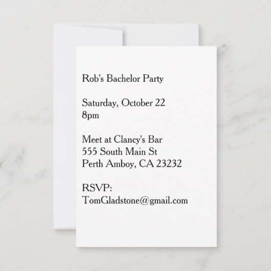 Dancing Man Bachelor Party Einladung (Rückseite)