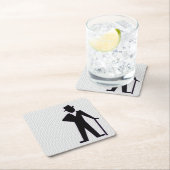 Dancing Man Silhouette mit Top Hat und Cane Rechteckiger Pappuntersetzer (Vor Ort)