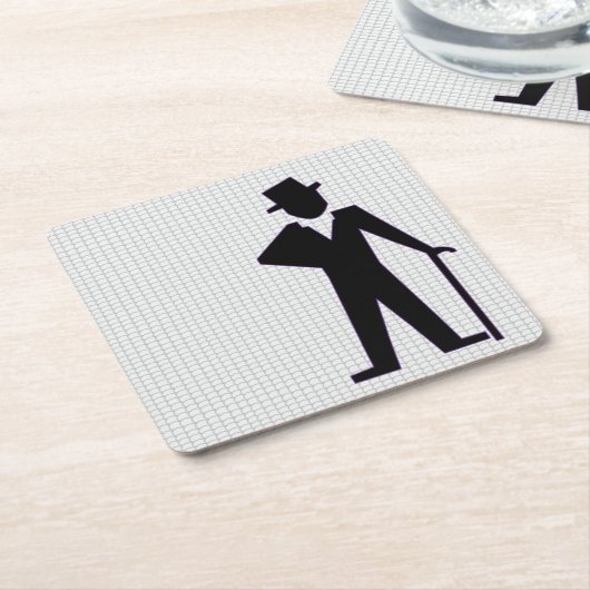 Dancing Man Silhouette mit Top Hat und Cane Rechteckiger Pappuntersetzer (angewinkelt)