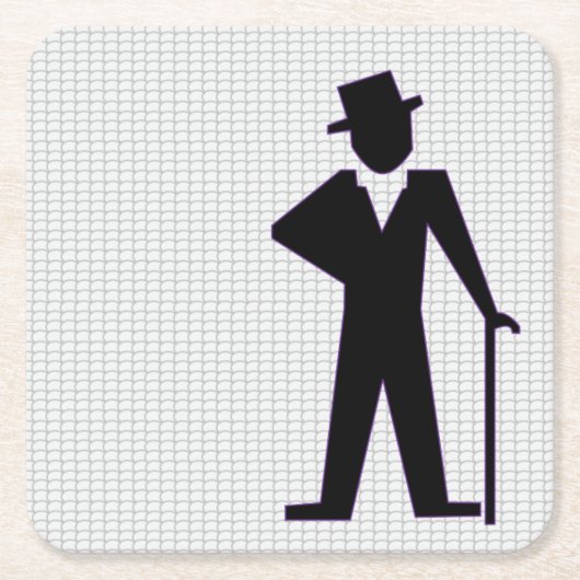 Dancing Man Silhouette mit Top Hat und Cane Rechteckiger Pappuntersetzer (Vorderseite)