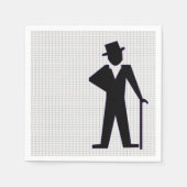 Dancing Man Silhouette mit Top Hut und Cane Papier Serviette (Vorderseite)
