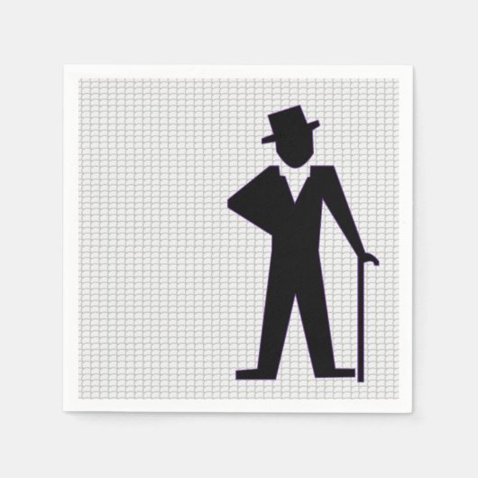 Dancing Man Silhouette mit Top Hut und Cane Papier Serviette (Vorderseite)
