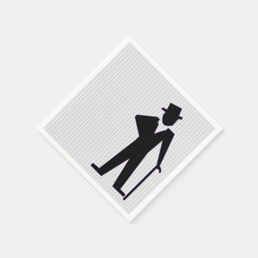 Dancing Man Silhouette mit Top Hut und Cane Papier Serviette (Ecke)