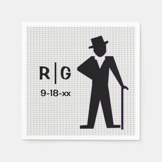 Dancing Man Silhouette Top Hat & Cane Custom Serviette (Vorderseite)