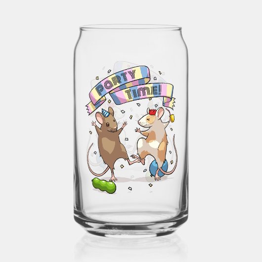 Dancing Mäuse Party Time Banner Confetti & Balloon Dosenglas (Rückseite)