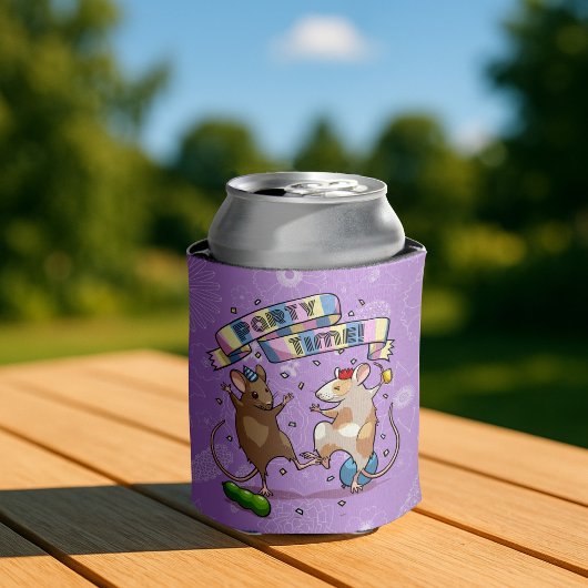 Dancing Mäuse Party Time Banner Confetti & Balloon Dosenkühler