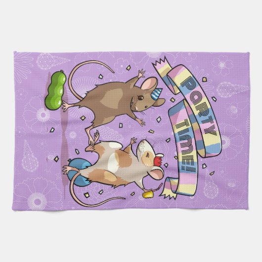 Dancing Mäuse Party Time Banner Confetti & Balloon Geschirrtuch (Horizontal)