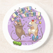 Dancing Mäuse Party Time Banner Confetti & Balloon Getränkeuntersetzer (Vorne)