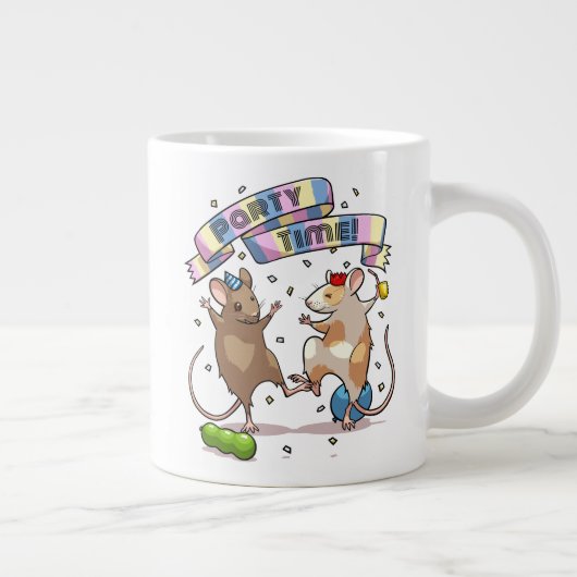 Dancing Mäuse Party Time Banner Confetti & Balloon Jumbo-Tasse (Rechts)