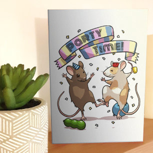 Dancing Mäuse Party Time Banner Confetti & Balloon Karte