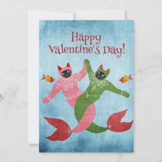 Dancing Mermaid Cat Valentine's Day Card Feiertagskarte