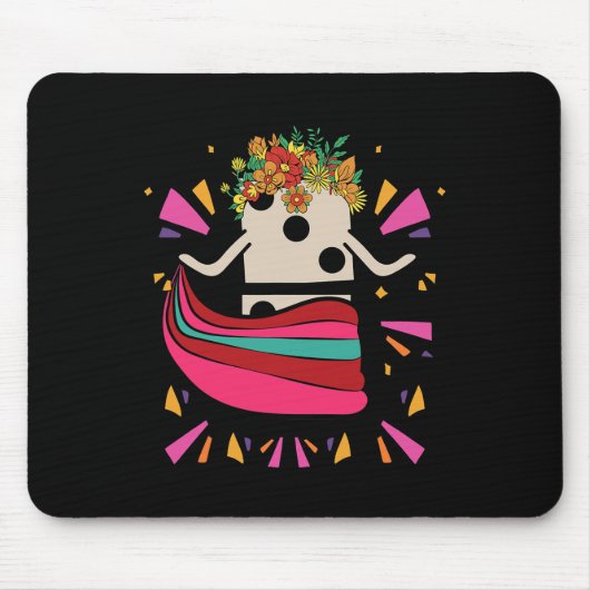 Dancing Mexican Train Domino Blume Funny Glocke Mousepad (Vorne)