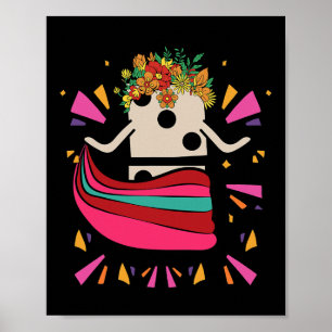 Dancing Mexican Train Domino Blume Funny Glocke Poster