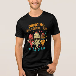 Dancing Milkshake Trio - Funny Retro Diner Sweet Tri-Blend Shirt