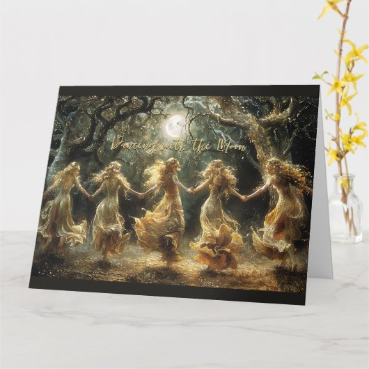 Dancing Moon Goddess Notecard Karte (Gelbe Blume)