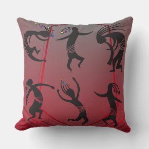 Dancing Native American Kokopelli Throw Kissen