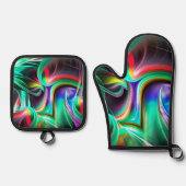 Dancing Neon Lights Ofenhandschuh & Topflappen-Set (Vorderseite)