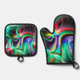 Dancing Neon Lights Ofenhandschuh & Topflappen-Set