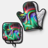 Dancing Neon Lights Ofenhandschuh & Topflappen-Set (Vorderseite/Rückseite)