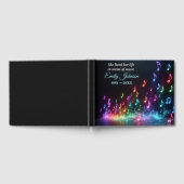Dancing Neon Musical Notes for Memorial Service Gästebuch (Voll)