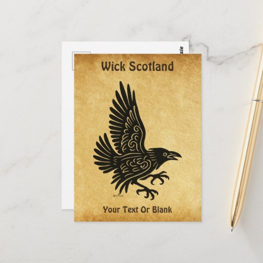 Dancing Norse Raven Postkarte (Vorderseite/Rückseite Beispiel)