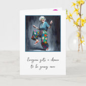 Dancing Old Lady zum 85. Geburtstag Karte (Gelbe Blume)