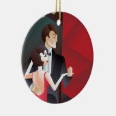 Dancing Paar Art Deco geometrisches Poster Keramik Ornament (Rechts)