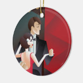 Dancing Paar Art Deco geometrisches Poster Keramik Ornament (Links)