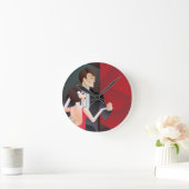 Dancing Paar Art Déco geometrisches Poster Runde Wanduhr (Zuhause)