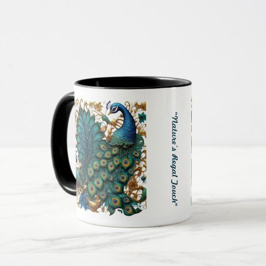 "Dancing Peacock Elegance" Tasse (Vorderseite Links)