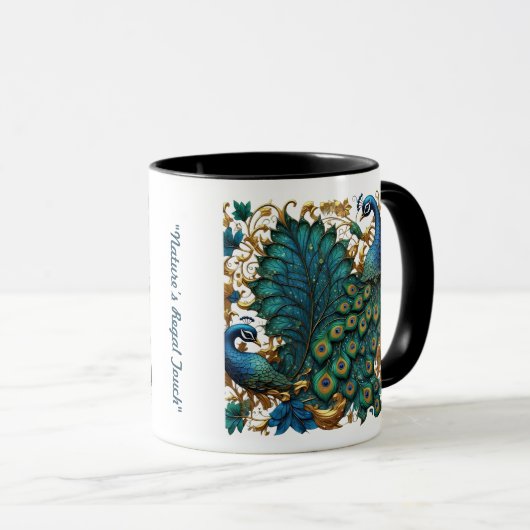 "Dancing Peacock Elegance" Tasse (VorderseiteRechts)