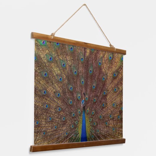 Dancing Peacock (Landscape) Wandteppich Mit Holzrahmen (Gewinkelt)