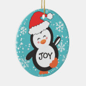 Dancing Penguin Joy Snowflakes Weihnachten Keramik Ornament (Rechts)