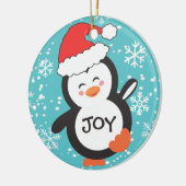 Dancing Penguin Joy Snowflakes Weihnachten Keramik Ornament (Links)