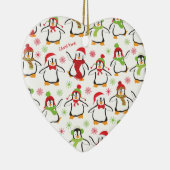 Dancing Penguins Red and Green Pattern Christmas Keramik Ornament (Rechts)