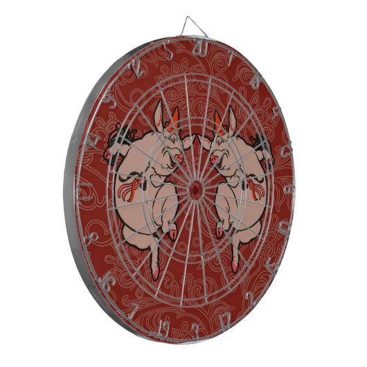 Dancing Pig Antique Niedlich Dancer Dartscheibe (Vorderseite Links)