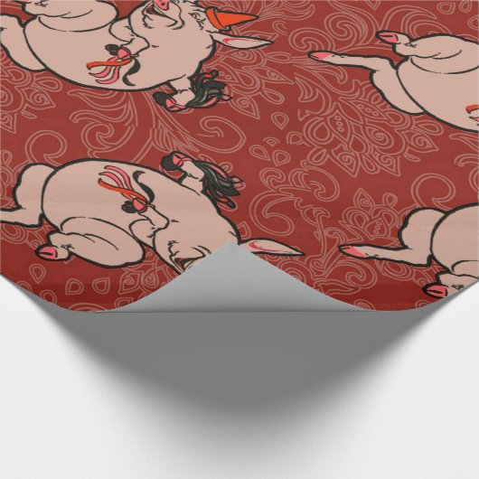 Dancing Pig Antique Niedlich Dancer Geschenkpapier (Ecke)