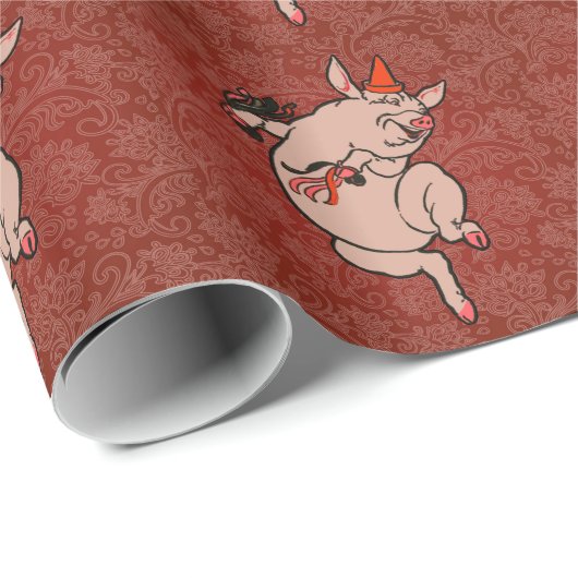 Dancing Pig Antique Niedlich Dancer Geschenkpapier (Rolleneckpunkt)